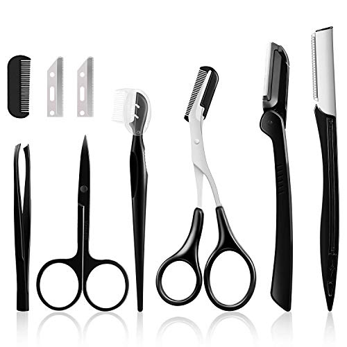 Eyebrow Kit, Multipurpose Exfoliating Dermaplaning Tool Face kits | ZTRHYOO Eyebrow Razor Eyebrow Tool Kit for Women Girl, Men for Eyebrow Grooming Set (9 in 1)