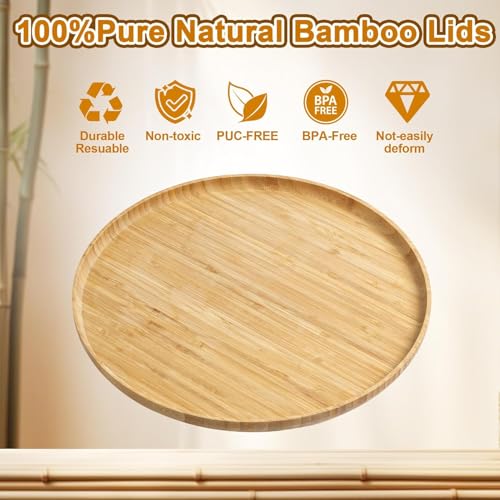 Premium Bamboo Round Tray - Natural Multipurpose Wood Serving Platter for Grilling, BBQ, Tea, Coffee & Ottoman Decor - 12"