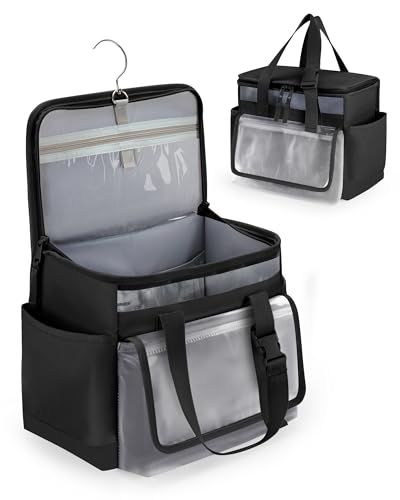Marscamd Hanging Shower Caddy Organizer Bag for Travel with Hanging Hook, Quick Dry Mesh Bathroom Caddy Toiletry Bag with Handle for College, Dorm, Gym, Camping, Black - color: Black