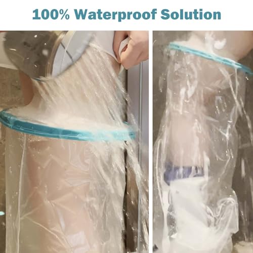 Cast Covers for Shower Leg, Waterproof Cast Cover for Showering, Cast Protector for Shower Adult, Shower Boots for Foot after Surgery, Full Leg, Thigh (Diameter - 9.8") Extra Long - Large - color: Thigh, style: Wide Reinforced Green