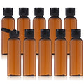 Tekson Travel Bottles Empty 2oz (10 PCS), Plastic Travel Size Cosmetic Container, TSA Amber Squeeze Bottle for Shampoo, Conditioner (Flip Cap) - color: amber