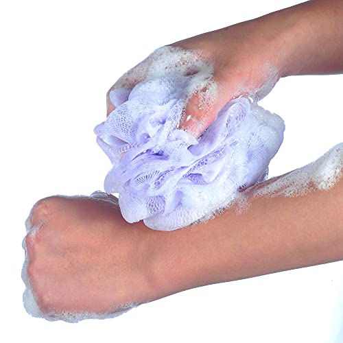 60g/pcs Multi-Color Mesh Bath Sponge Shower Pouf Loofahs Shower Puff Pack of 4 (White,Pink,Purple and Blue) - color: Mix