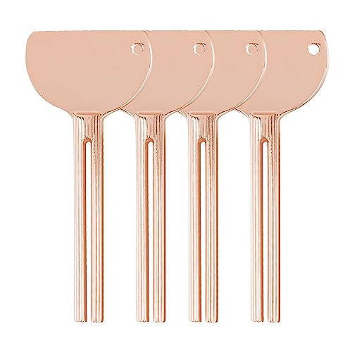 AUEAR, 4 Pack Rose Gold Stainless Steel Toothpaste Tube Squeezers Keys Roller Presser Wringer for Home Hair Dye - color: Rose Gold