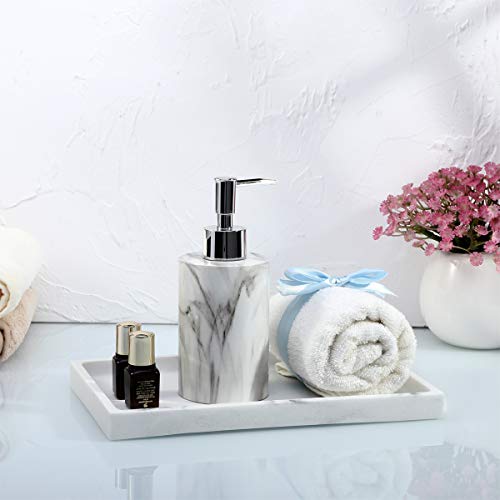 Emibele Bathroom Vanity Tray Countertop, 10" Rectangular Marble Resin Tray | Dresser Kitchen Sink Tray, for Jewelry Cosmetic Perfume Soap Candle, Lightweight Waterproof Tray, Medium, Gravel White - color: Gravel White, size: 10" x 6.1" x 0.8"