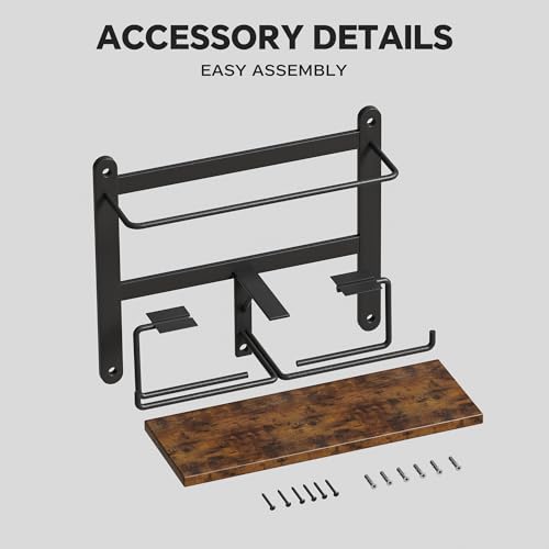 Homeiju Double Toilet Paper Holder with Shelf, Wooden Wall-Mounted Toilet Paper Roll Holder, Wall-Mounted Bathroom Organizer, Double Roll, Suitable for Bathrooms (Rustic Brown) - color: Rustic Brown
