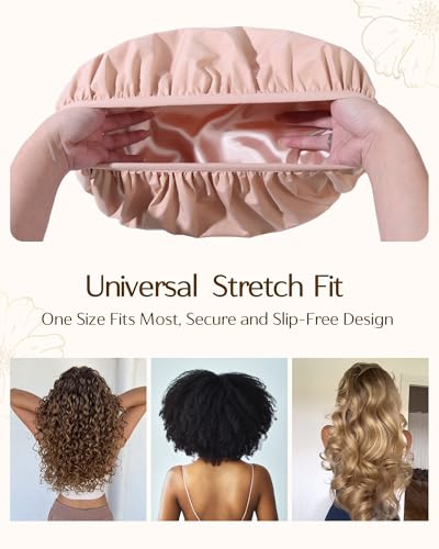 Yanibest Shower Cap for Women - Frizz Free Satin Lined Shower Cap Waterproof Large Double Layer Reusable with Soft Elastic Band for Braids Long Hair - color: Army Green