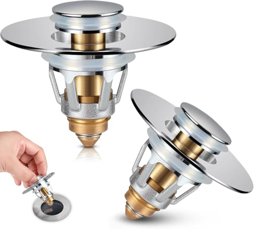 Bathroom Sink Stopper 2 Pack, Bathroom Sink Drain Strainer, Revolutionary Bathroom Accessories and Essentials (Chrome) - color: Chrome, size: 2 Pack