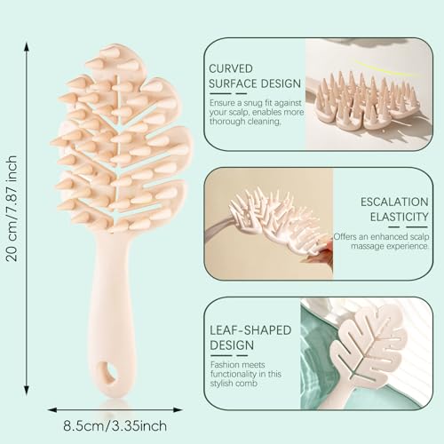 3PCS Hair Scalp Massager Shampoo Brush - Scalp Care Comb with Handle and Soft Silicone Bristles - for Wet and Dry Hair, Removes Dandruff,Relieves Itching
