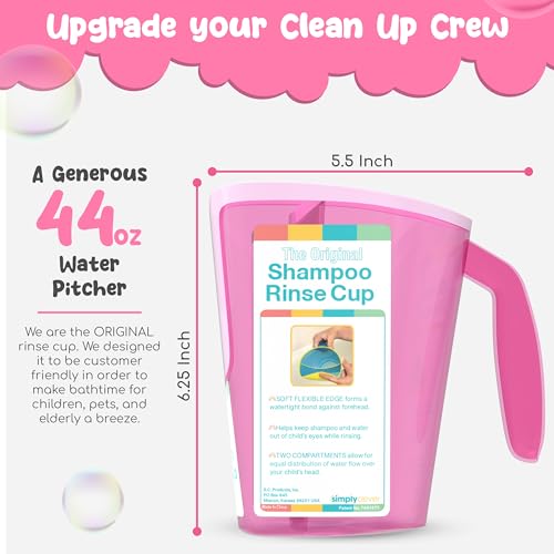 Tear-Free Bathing Experience with Rinse Cup - Soft Flexible Edge, Comfortable Handling & 40 Oz Capacity - color: Pink