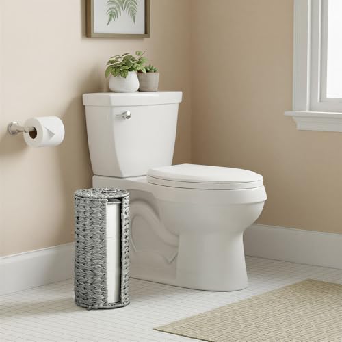 GRANNY SAYS Toilet Paper Storage with Lid, Toilet Paper Holder Stand with Storage, Woven Basket for 3 Mega Rolls, Decorative Tissue Holder for Bathroom, Gray - color: Gray, size: 6¾"D(For 3 Roll)