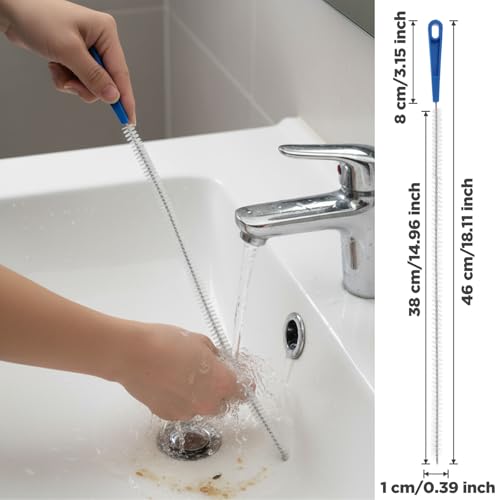 2 Pcs 18.11inch Shower Drain Clog Remover Tool, Ymapinc Shower Drain Cleaner Tool for Hair Remover, Sink Cleaning Brush, Sink Brush, Plumbing Cleaning Tools for Kitchen & Bathroom