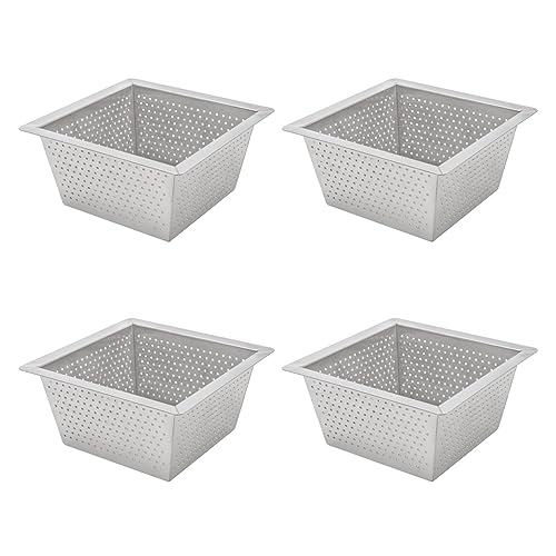 Leyso Stainless Steel Floor Sink Top Hang Basket Strainer Sink Drain Cover 10” x 10” x 4-3/4” for Kitchen, Restaurant, Bar, Buffet (4-3/4"H SS x 4) - style: 4-3/4"H SS x 4