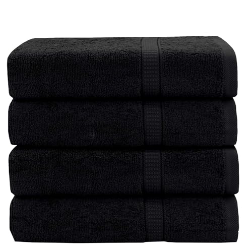 GOLD TEXTILES Premium Hand Towels for Bathroom -100% Ring Spun Cotton (Black,4 Pack, 16x30 Inches) Luxury Soft Absorbent & Quick Dry, Bathroom Hand Towel Perfect for Hotel, Salon, Gym & Spa - color: Black, size: 4 Pack 16x30