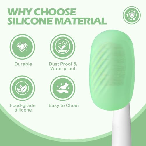 Lapfoon 6 Pack Toothbrush Covers, Tooth Brush Cover Cap for Electric & Regular Toothbrush Head - color: Green