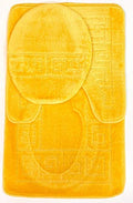WPM WORLD PRODUCTS MART 3 Piece Bath Rug Set Pattern Bathroom Rug (20"x32")/Large Contour Mat (20"x20") with Lid Cover (Yellow) - color: Yellow