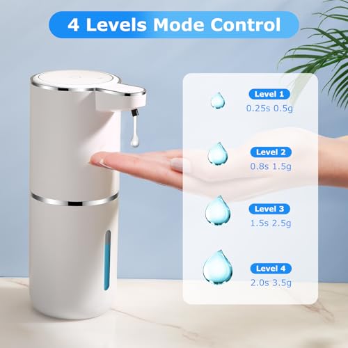Automatic Soap Dispenser Touchless,Liquid Soap Dispenser with 4 Adjustable Levels,12.8oz USB Rechargeable and Wall Mounted,Smart Hand Soap Dispenser for Bathroom,Kitchen Sink,Dish Soap - color: White, size: Liquid x1
