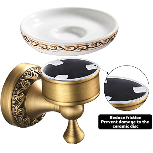 Leyden Shower Soap Dish, Antique Brass Dish Soap Holder Luxury Art Engraved Wall Mount Bathroom Hardware - color: Antique Brass