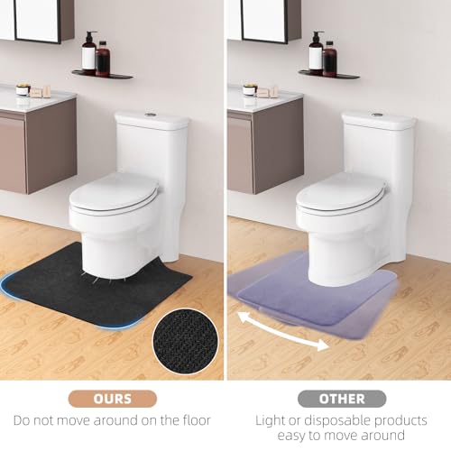 Upgrade Round Commode Potty Training Mats for Boys, Toilet Training Mats, Potty Training Toilet Rugs, Toilet Rugs u Shaped Washable,Toilet mats for Bathroom(4 Pack, Dark Grey) - color: Dark Grey