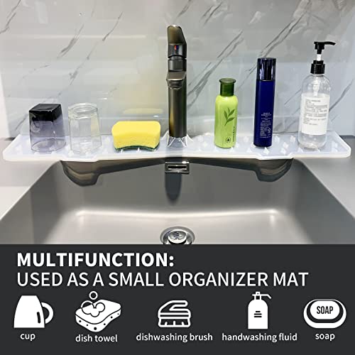 Gosmol Kitchen Faucet Sink Splash Guard Silicone Faucet Mat Clear XXL 30 In | Drip catcher tray mat, sink splash guard behind faucet area; Faucet Mat for Kitchen Sink bathroom faucet guard & draining mat