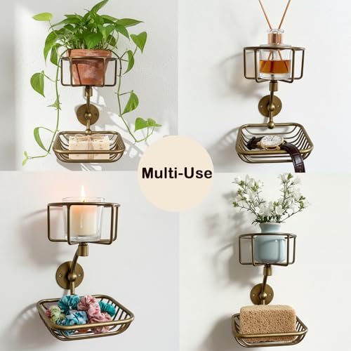 Bar Soap Holder Wall Mounted, Soap Container with Candle/Vase Holder, Farmhouse Elegant Rustic Bathroom Decor, Soap Dish for Shower Bathtub - color: Vintage