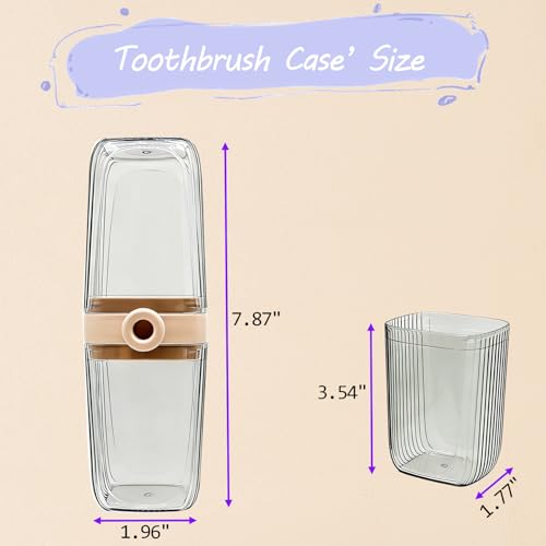 Sunenlyst Travel Toothbrush Holder, Travel Toothbrush Case for Traveling, Large Capacity Toothbrush and Toothpaste Travel Case, 1Pcs Tooth Brush Holder with Cover for Camping, Business Trip and School