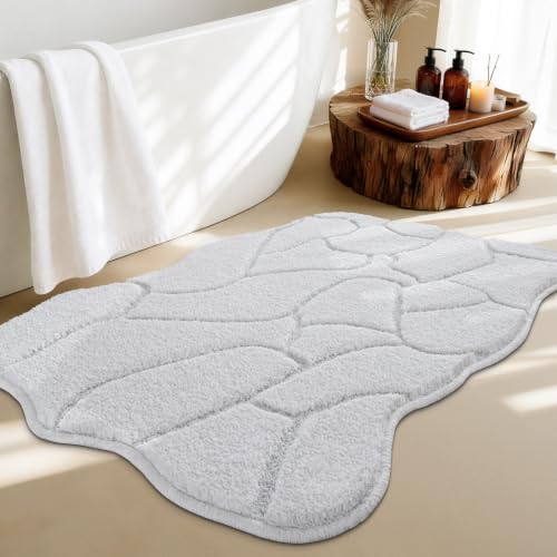 White Bathroom Rugs, 24X36 Inches Bath Mats Non Slip, Extra Soft Absorbent Microfiber Shower Bath Rugs Mats Carpet for Bathroom Floor Decor, Machine Washable (Snow White) - color: White, size: 24" x 36"