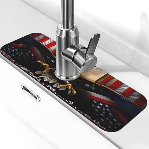 Classic American Old Flag Kitchen sink faucet pad, strong water absorption, anti slip, easy to clean, very suitable for splash and drip prevention, suitable for kitchens and bathrooms - color: Classic American Old Flag We The People Eagle