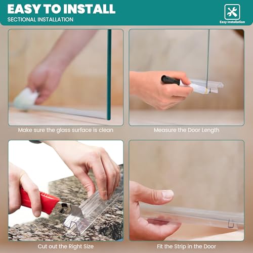 Bathroom Shower Glass Door Bottom Seal Strip, 2PCS 36 Inch Long Clear PVC Seal Strips for 5/16"(8mm) - 3/8"(10mm) Thick Framless Glass Door Panel - style: (5/16"-3/8") X 36"