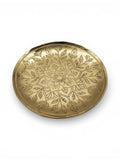 Brass Jewelry Tray – Gold Color Circular Small Round Spoon Rest Soap Dish Candle Holder - Perfect Catchall for Candles, Jewelry, Rings, and Trinkets (Brass with Etched Flower Design) - color: Brass With Etched Flower Design