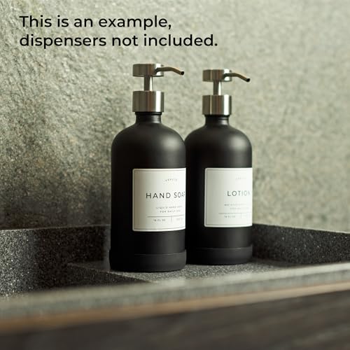 Verute Waterproof Labels for Amber Glass Soap Dispenser and Plastic Bottles 3.15"x2.35" Peel & Stick - Kitchen, Bathroom & Shower Set - 24 Pieces (White) - color: White