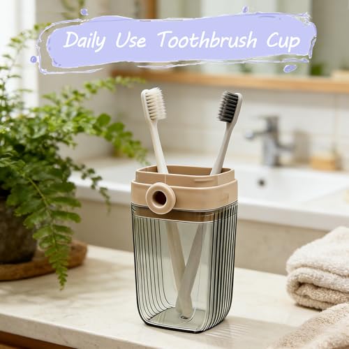 Sunenlyst Travel Toothbrush Holder, Travel Toothbrush Case for Traveling, Large Capacity Toothbrush and Toothpaste Travel Case, 1Pcs Tooth Brush Holder with Cover for Camping, Business Trip and School