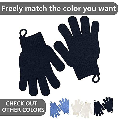 Exfoliating Glove with Hanging Loop - Bath Gloves 1 Pair Shower Gloves, Heavy Exfoliating Gloves for Men and Women Shower Gloves Body Wash Makes Skin Soft Healthy Body Exfoliating Gloves 1 Pair Black - style: 1 Pair Black Exfoliating Gloves