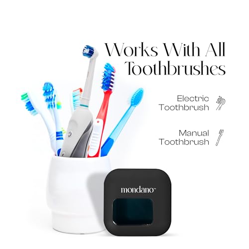 Mondano UV-C Toothbrush Sanitizer and Holder, Toothbrush Case - Manual/Electric Toothbrush Cover for Any Toothbrush Head - Rechargeable Toothbrush Travel Case, Tooth Brush Cover Cap for Home - color: Midnight Black