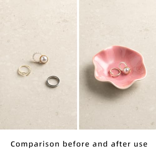 Ceramic Lotus Leaf Trinket Dish, Ring Holder for Jewelry | Keeps earrings, necklaces, keys, and keepsakes handy on vanities or nightstands, a sweet gift for moms, sisters, and friends - color: Pink