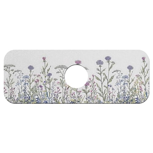 Faucet Fast Absorbent Pad - Colorful Wildflower Drying Pad, Suitable For Kitchen, Bathroom, Island And Other Scenes - color: Colorful wildflower