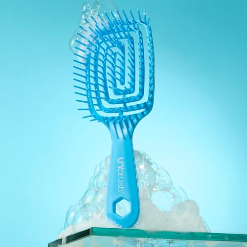 FHI Heat UNbrush Flex Detangling Brush — Ultra-Flexible, Pain-Free Hair Brush Detangler with DuoFlex Anti-Static Bristles for Removing Tangles, Massaging Scalp & Faster Styling - color: Blue