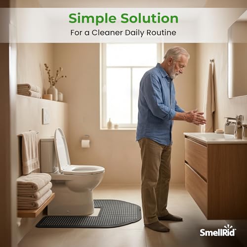 SMELLRID Disposable Toilet Mat for Urine Absorption – Odor-Control Floor Protector Absorbs 18+ oz – Non-Slip Bathroom Splash Pad 6-Pack (22 x 22 in)