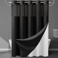 EUTXL 256GSM Heavyweight Waffle Shower Curtain and Liner Set, Heavy Duty Bath Curtain, Luxury Weighted Fabric, No Hooks Needed, 71 x 74, Black - color: Black, size: 71"W x 74"L (Pack of 1)
