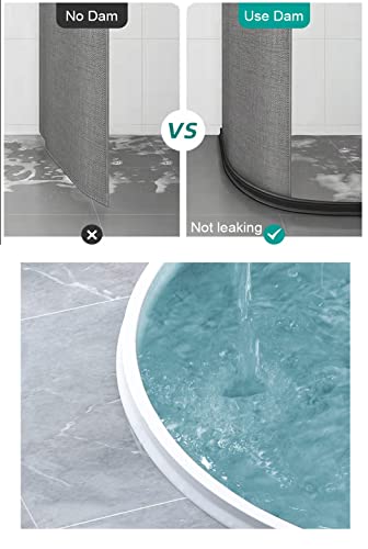 98Inch Collapsible Threshold Water Dam 1.5" high Walkin Shower Guard To Keep Water In Shower Stall Water Barrier Silicone For Dry And Wet Bathroom Kitchen Wheelchair Accessible - color: 1.5" High/White, style: 98inch
