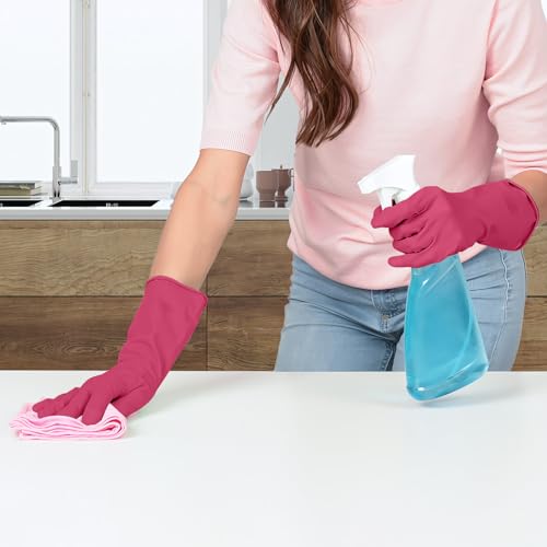 KAQ Rubber Cleaning Gloves for Dishwashing: 4 Pairs Colorful Reusable Kitchen Gloves for Household Washing Dishes - Non-Slip and Flexible for Women - Small - color: 4 Color(flexibility), size: Small