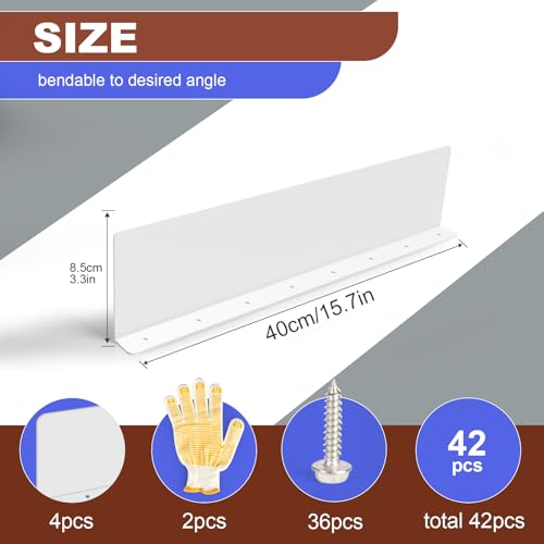 Gutter Valley Splash Guards, 15.7 x 3.5 Inch 4 Pack Gutter Guard, Aluminum Rain Gutter Guard Downspout Rain Diverter for Roof Shingle, Rain Drip Guard for Straight House (White) - color: White-B