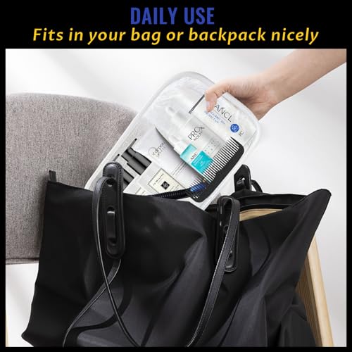 16 Pieces Clear Makeup Bags Bulk, TSA Approved Toiletry Bag for Travel, PVC Waterproof Cosmetic Pouches Clear Pouch with Zipper for Men and Women Carry-on Travel Essentials Cosmetic Bags (White-M) - color: White-M