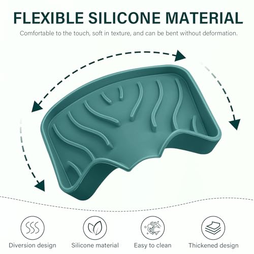 Silicone Soap Dish with Drain, SAISN Kitchen Soap Tray for Shower 2 Pack Self Draining Soap Dish Soft Bathroom Soap Holder for Kitchen Sink Flexible Portable Soap Saver, Green - color: Green