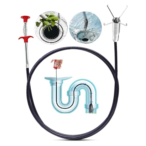 33 Inch Drain Snake Hair Drain Clog Remover, Flexible Grabber Claw Pick Up Reacher Tool - Gutter Cleaning Tools for Home Sink, Bathroom Tub,Drain, Toilet, Tight Spaces - style: 33 IN