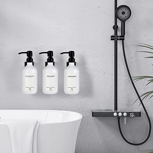 Supforce Shampoo Dispenser for Shower Wall Mount, No Drill Shampoo and Conditioner Dispenser with Matte Pump and Waterproof Labels, Shower Soap Dispenser Wall Mounted for Home Bathroom - White - color: White