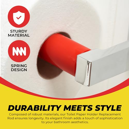 Qualihome RED Universal Plastic Spring Loaded Toilet Paper Roll Holder Replacement Rod, RED Toilet Paper Roll Replacement Rod - color: Red
