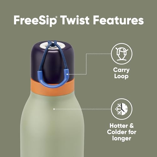 Owala FreeSip Twist Insulated Stainless Steel Water Bottle with Straw for Sports and Travel, BPA-Free, 18-oz, Blue/Green (Camo Cool) - color: Camo Cool, size: 18 Ounces