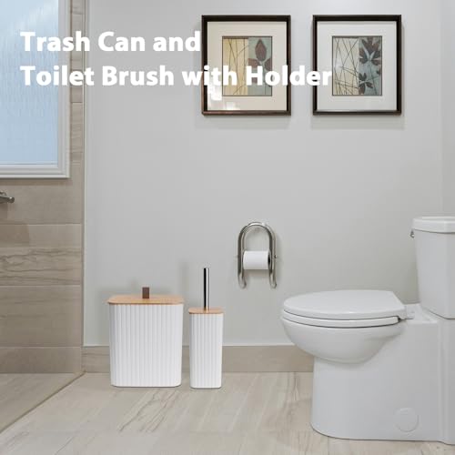 Bathroom Accessory Set - 10 Piece White Bathroom Sets Complete with Trash Can, Toothbrush Holder & Cup, Soap Dispenser, Soap Dish, Toilet Brush & Holder, Vanity Tray, Qtip Holder, Tissue Box Cover - color: White
