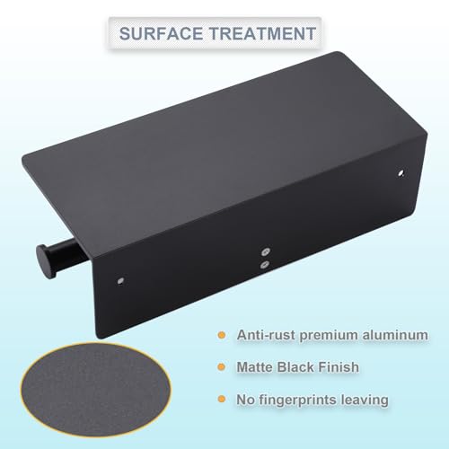 Toilet Paper Holder - Double Rolls Toilet Tissue Holder with Phone Shelf for Bathroom - TP Roll Holder with Wipes Storage, Wall Mounted by Adhesive Pad No Drilling or Screw - Matte Black - color: Black-2 Rolls