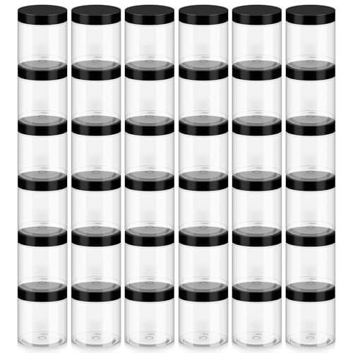 Loretoy 36 Pack 8 OZ Household Plastic Jars with Lids, BPA Free, Reusable, Refillable Transparent Cosmetic Containers for Bath Salts, Cosmetics, Powders, Beauty Product and Small Accessories, Black - color: Black, size: 8 Ounce